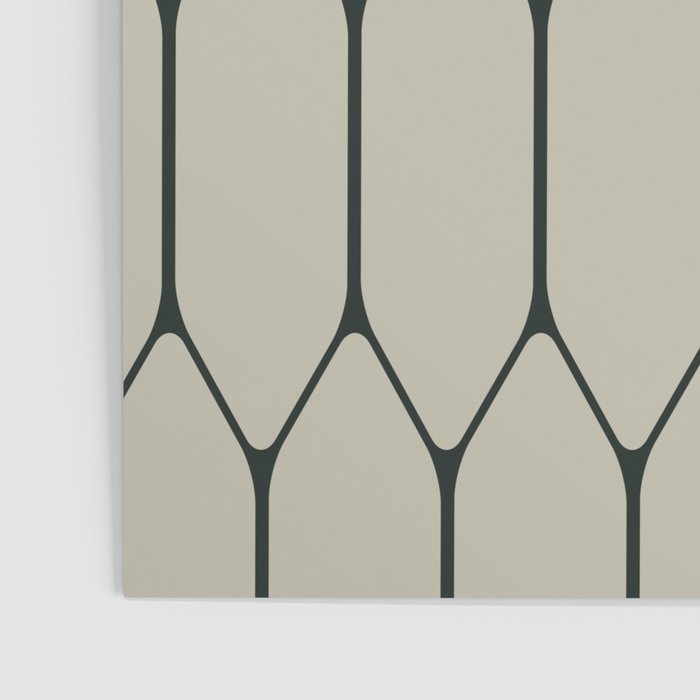 Long Honeycomb Minimalist Geometric Pattern in Light Sage Beige Gray and Dark Green Poster Gallery Image 3