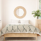 Long Honeycomb Minimalist Geometric Pattern in Light Sage Beige Gray and Dark Green Duvet Cover Gallery Image 3