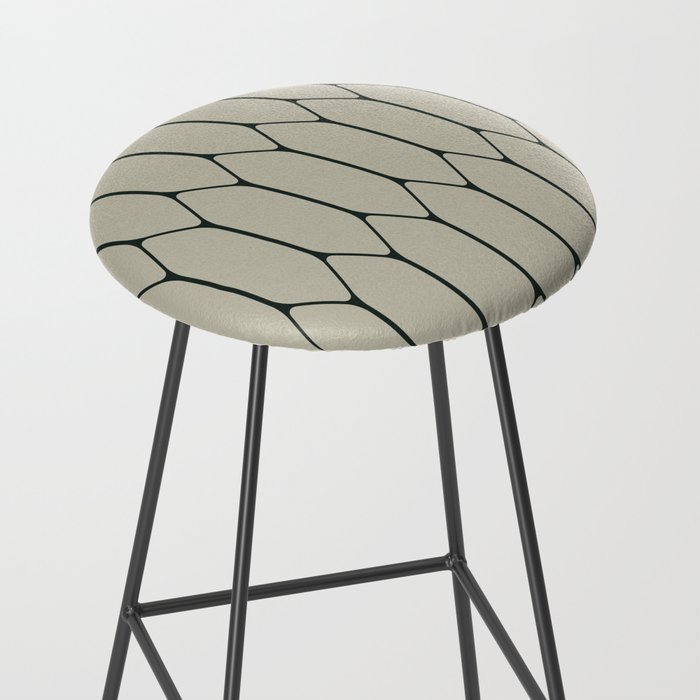 Long Honeycomb Minimalist Geometric Pattern in Light Sage Beige Gray and Dark Green Stool Gallery Image 2