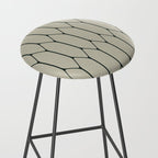 Long Honeycomb Minimalist Geometric Pattern in Light Sage Beige Gray and Dark Green Stool Gallery Image 2