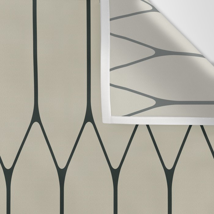 Long Honeycomb Minimalist Geometric Pattern in Light Sage Beige Gray and Dark Green Wall Tapestry Gallery Image 3