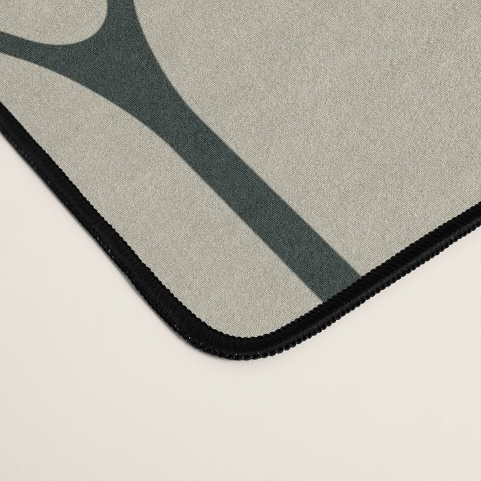 Long Honeycomb Minimalist Geometric Pattern in Light Sage Beige Gray and Dark Green Desk Mat Gallery Image 4