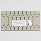 Long Honeycomb Minimalist Geometric Pattern in Light Sage Beige Gray and Dark Green Desk Mat Gallery Image 1