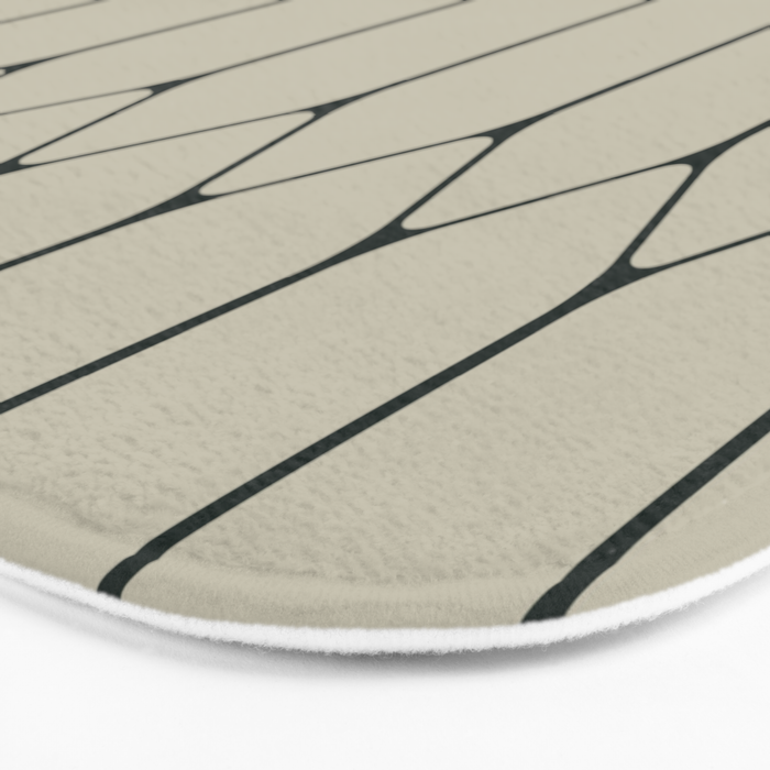 Long Honeycomb Minimalist Geometric Pattern in Light Sage Beige Gray and Dark Green Bath Mat Gallery Image 3