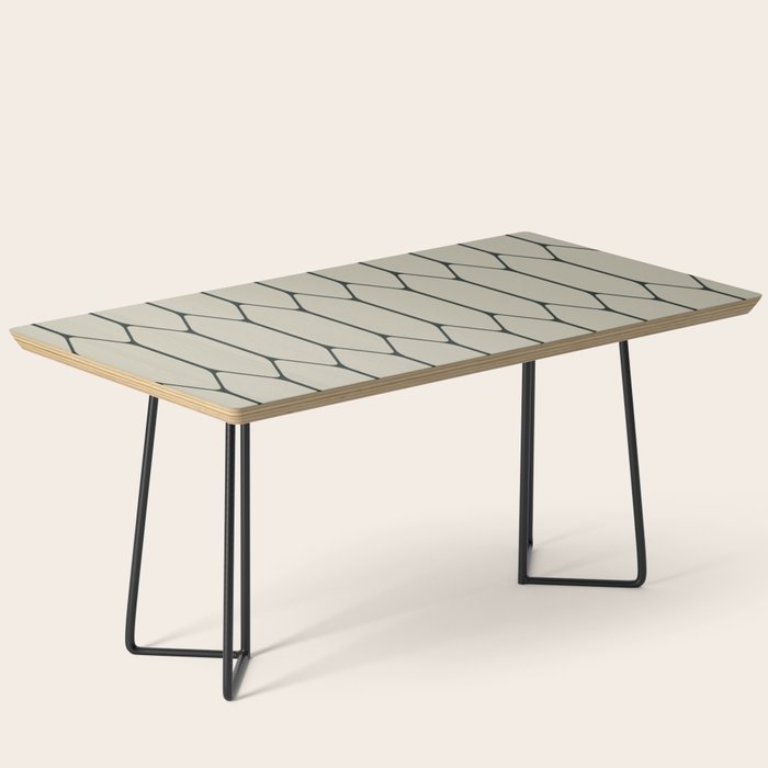 Long Honeycomb Minimalist Geometric Pattern in Light Sage Beige Gray and Dark Green Coffee Table Gallery Image 1