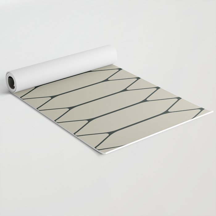 Long Honeycomb Minimalist Geometric Pattern in Light Sage Beige Gray and Dark Green Yoga Mat Gallery Image 2
