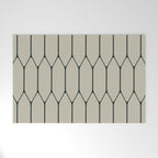 Long Honeycomb Minimalist Geometric Pattern in Light Sage Beige Gray and Dark Green Welcome Mat Gallery Image 1