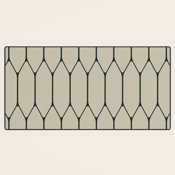Long Honeycomb Minimalist Geometric Pattern in Light Sage Beige Gray and Dark Green Desk Mat Gallery Image 3