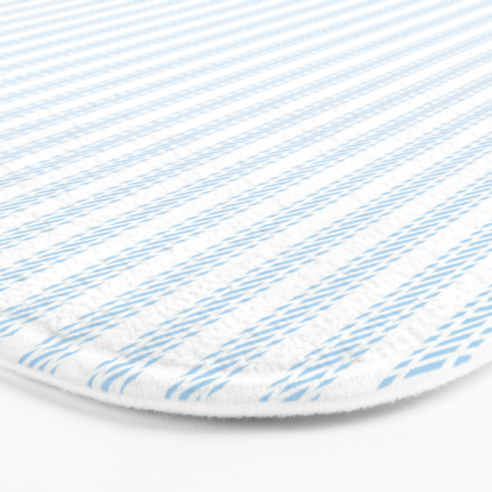 Pastel Blue & White Ticker Stripe Bath Mat Gallery Image 3