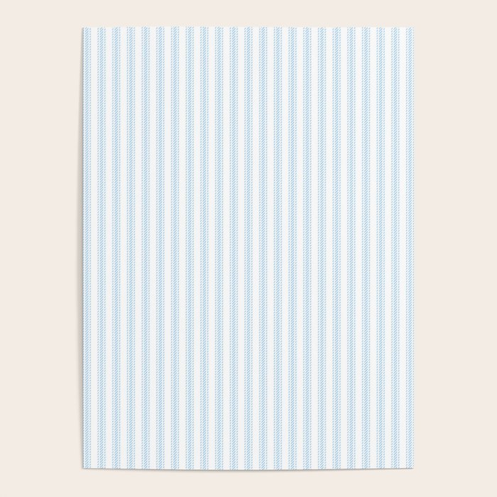 Pastel Blue & White Ticker Stripe Poster Gallery Image 4