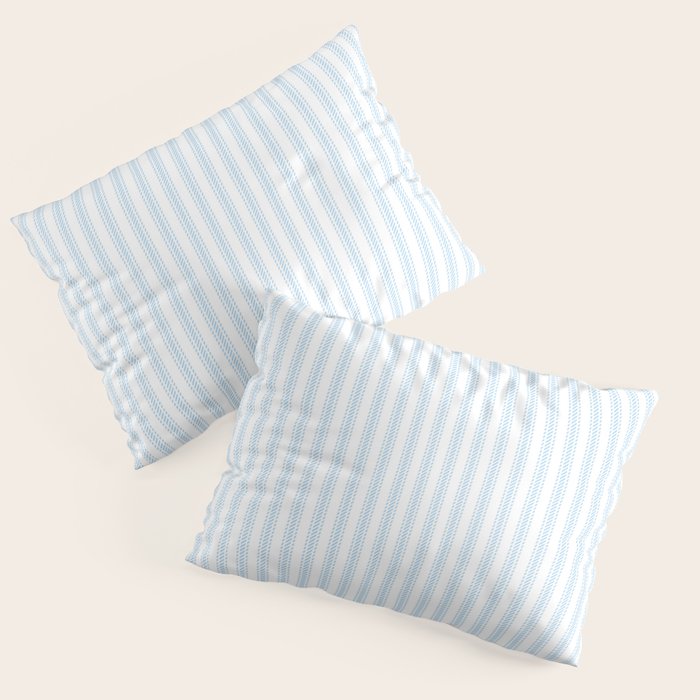 Pastel Blue & White Ticker Stripe Pillow Sham Gallery Image 3