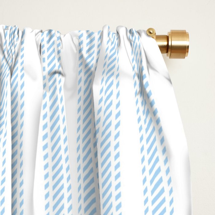 Pastel Blue & White Ticker Stripe Window Curtain Gallery Image 2