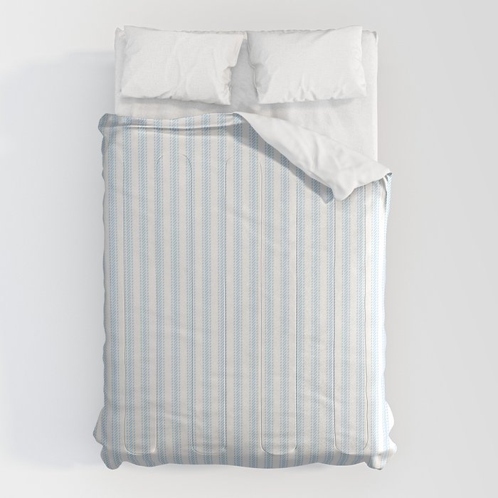 Pastel Blue & White Ticker Stripe Comforter Gallery Image 1