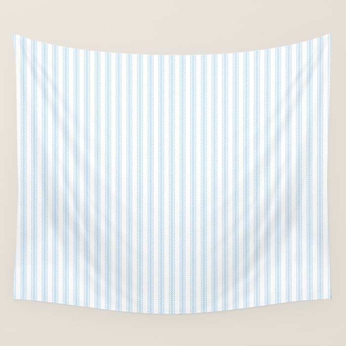 Pastel Blue & White Ticker Stripe Wall Tapestry Gallery Image 4