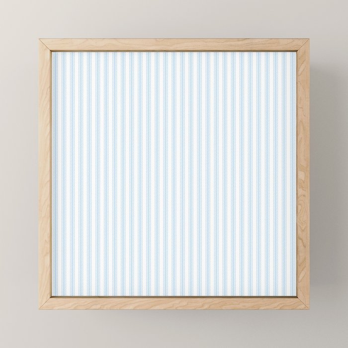 Pastel Blue & White Ticker Stripe Mini Art Print Gallery Image 1