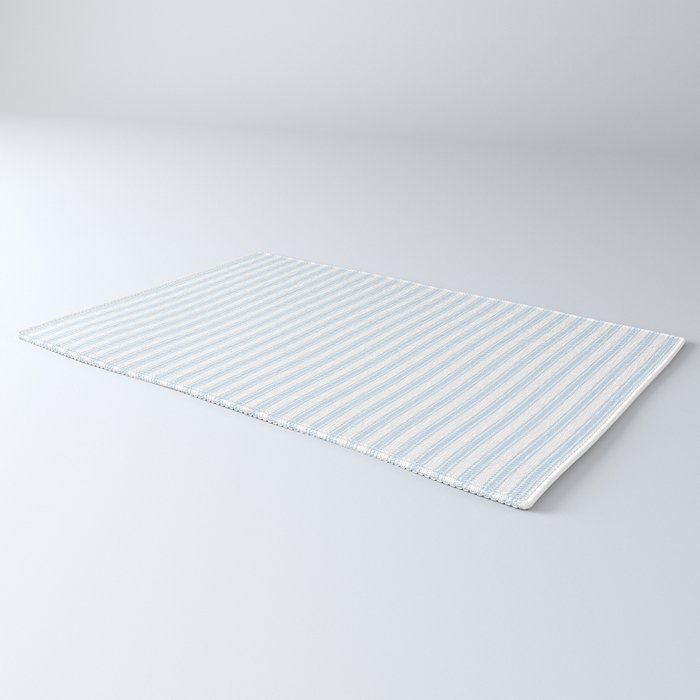 Pastel Blue & White Ticker Stripe Rug Gallery Image 3