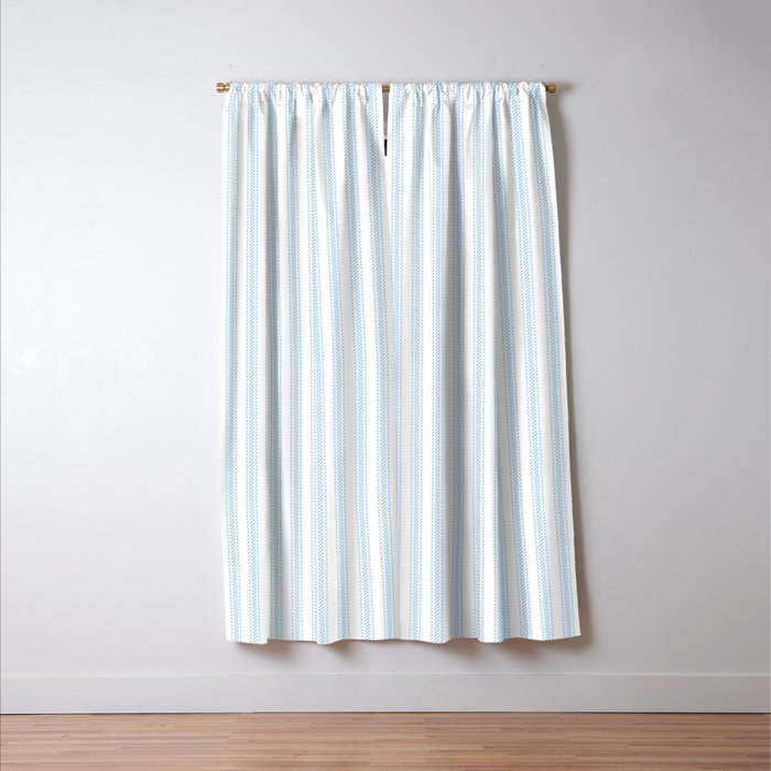 Pastel Blue & White Ticker Stripe Window Curtain Gallery Image 3