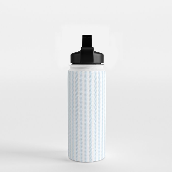 Pastel Blue & White Ticker Stripe Water Bottle Gallery Image 2