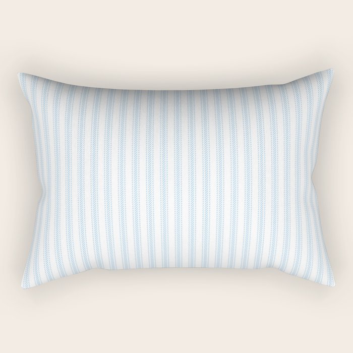 Pastel Blue & White Ticker Stripe Rectangular Pillow Gallery Image 2