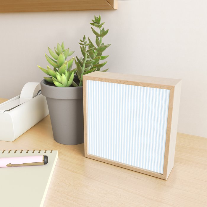 Pastel Blue & White Ticker Stripe Mini Art Print Gallery Image 2