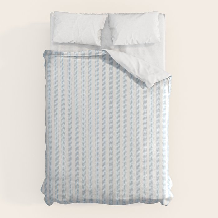 Pastel Blue & White Ticker Stripe Duvet Cover Gallery Image 1