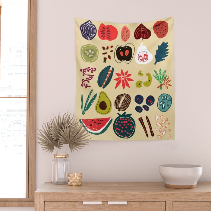 Fruit and Spice Rack Wall Tapestry Gallery Image 2
