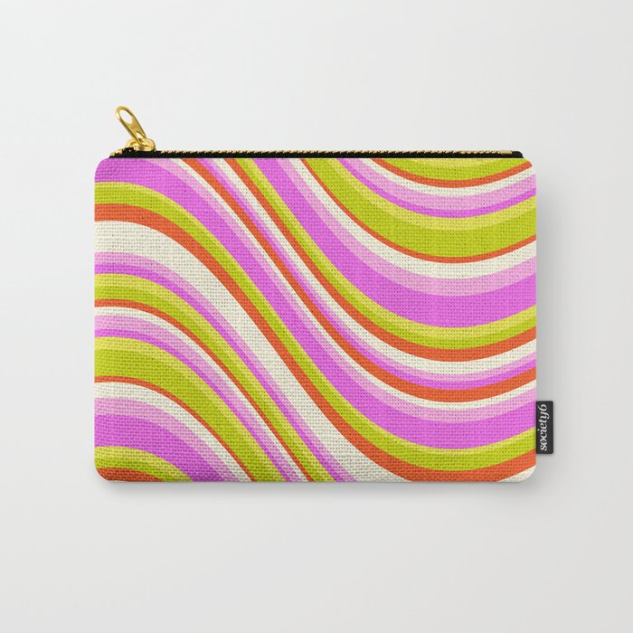 Wavy Stripes XVIII - Y2K Pink and Green Carry All Pouch Gallery Image 1