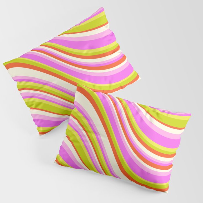 Wavy Stripes XVIII - Y2K Pink and Green Pillow Sham Gallery Image 1