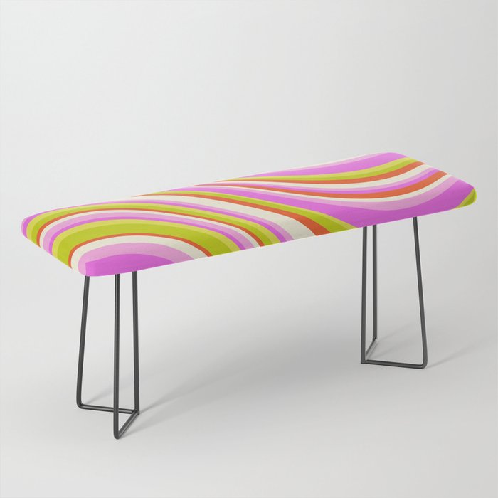 Wavy Stripes XVIII - Y2K Pink and Green Bench Gallery Image 1