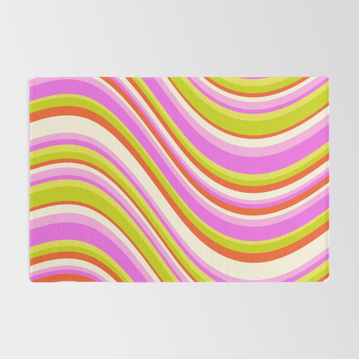 Wavy Stripes XVIII - Y2K Pink and Green Rug Gallery Image 2