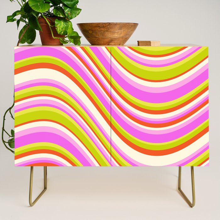 Wavy Stripes XVIII - Y2K Pink and Green Credenza Gallery Image 1
