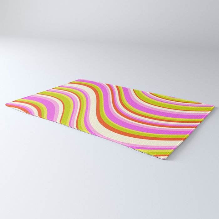 Wavy Stripes XVIII - Y2K Pink and Green Rug Gallery Image 3