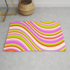 Wavy Stripes XVIII - Y2K Pink and Green Rug Gallery Image 1