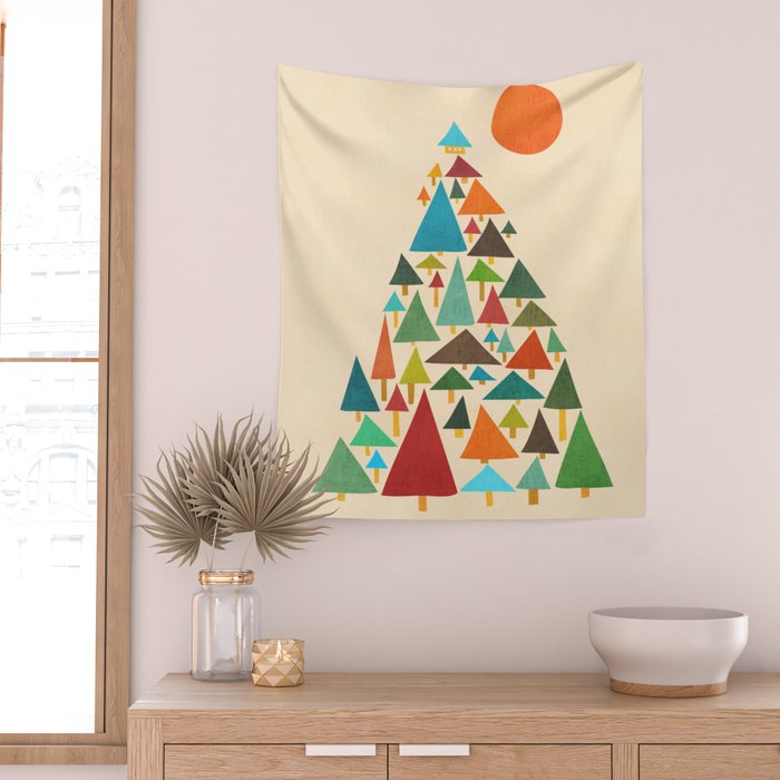 The house at the pine forest Wall Tapestry Gallery Image 2