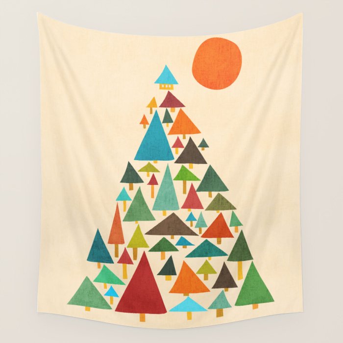 The house at the pine forest Wall Tapestry Gallery Image 1