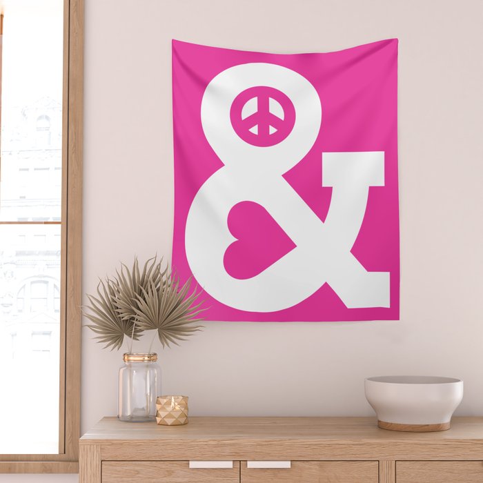 Peace and Love (pink edition) Wall Tapestry Gallery Image 2