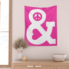 Peace and Love (pink edition) Wall Tapestry Gallery Image 2