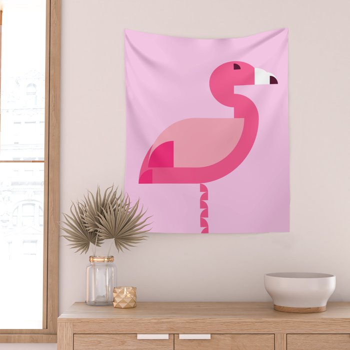 Geometric flamingo Wall Tapestry Gallery Image 2