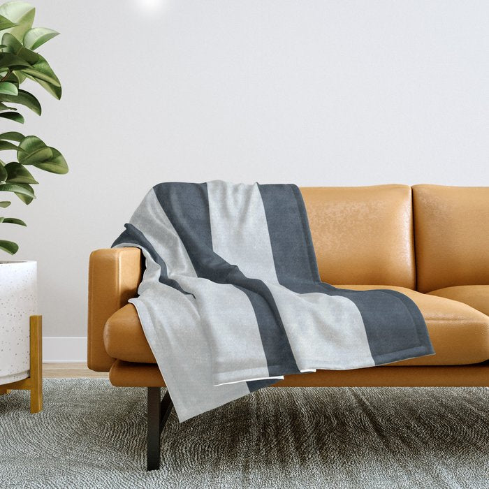 Nautical Deep Blue Stripes - Cozy Heirloom Throw Blanket Gallery Image 1