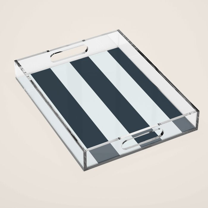 Nautical Deep Blue Stripes - Cozy Heirloom Acrylic Tray Gallery Image 1