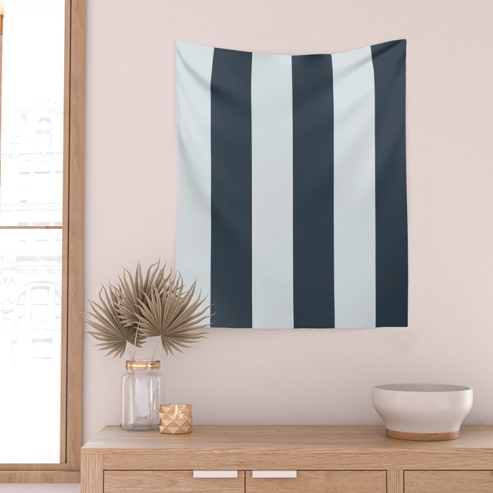 Nautical Deep Blue Stripes - Cozy Heirloom Wall Tapestry Gallery Image 2