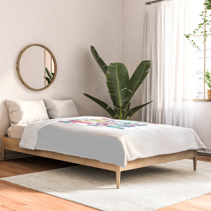 Life is Tough But So Are We rainbow watercolor typography design Comforter Gallery Image 2