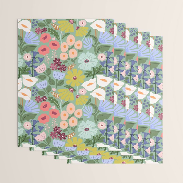 Meadow muse - green Wrapping Paper Gallery Image 3