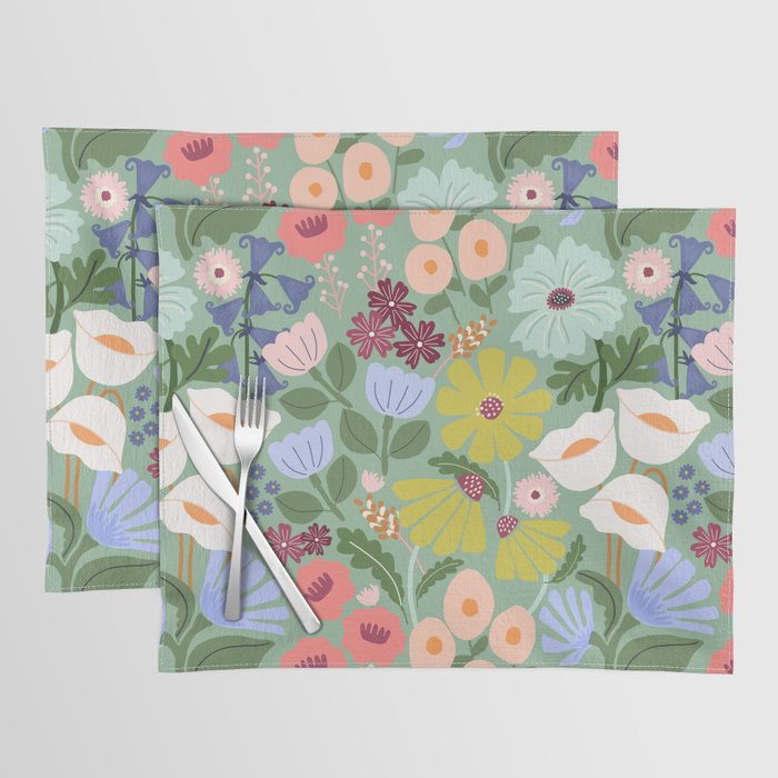 Meadow muse - green Placemat Gallery Image 1