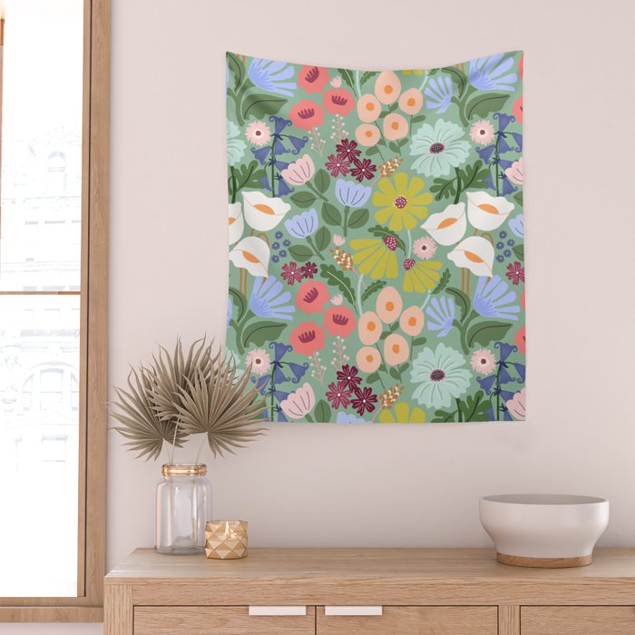 Meadow muse - green Wall Tapestry Gallery Image 2