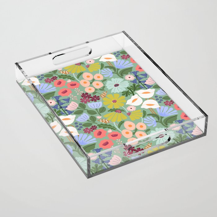 Meadow muse - green Acrylic Tray Gallery Image 1