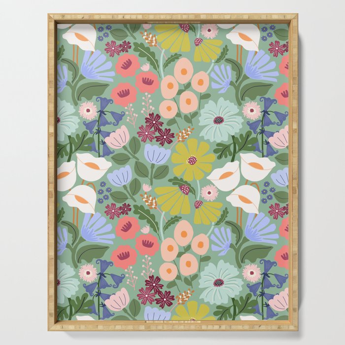 Meadow muse - green Serving Tray Gallery Image 1