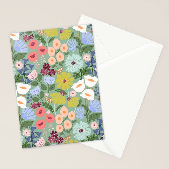 Meadow muse - green Stationery Card Gallery Image 2