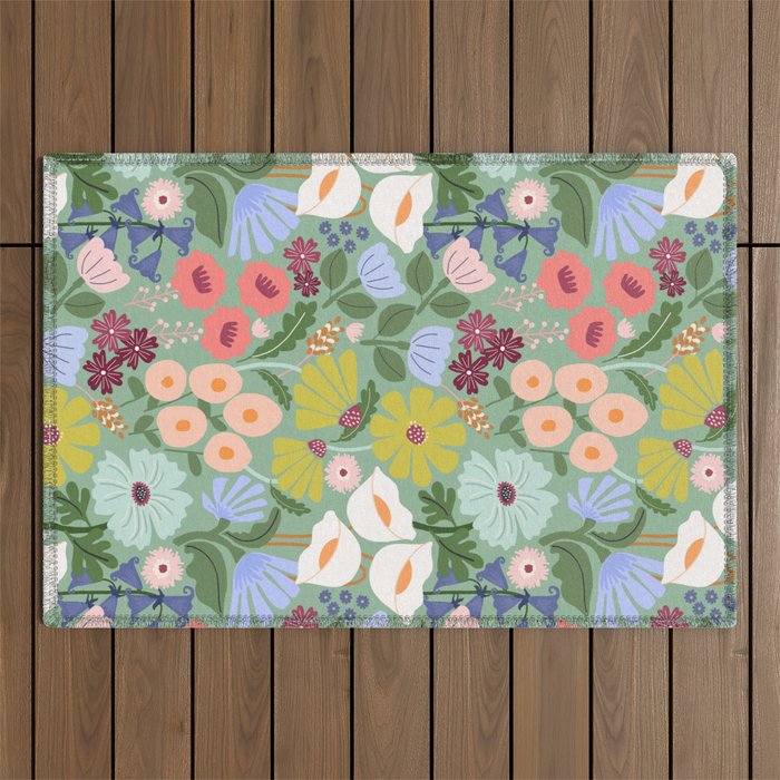 Meadow muse - green Outdoor Rug Gallery Image 1