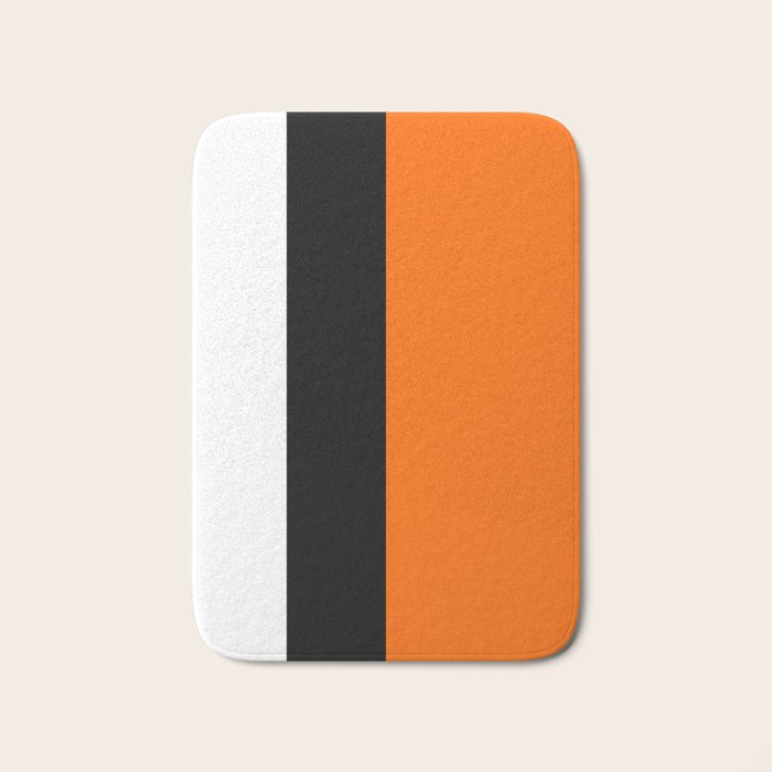 Modern White Black Orange Colorblock Bath Mat Gallery Image 1